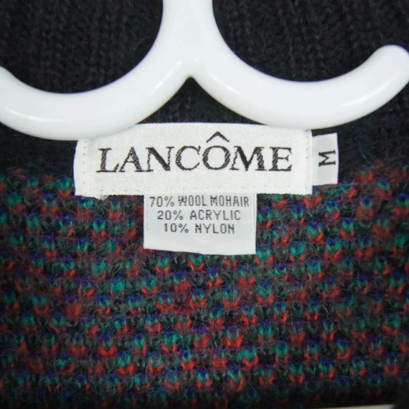 Rare Vintage 80s 90s Lancome Abstract Floral Wool Knit Wool Cardigan Sweater - Picture 6 of 6